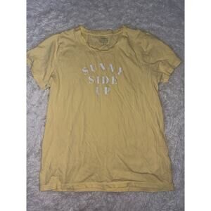 J Crew Collector Tee Women’s L Yellow “ Sunny Side Up” Tee. Soft, Fun